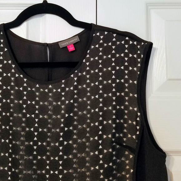 Vince Camuto Sleeveless Shell Top Black Eyelet L - Picture 2 of 6